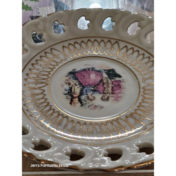 Porcelain Stylecraft #1650 Decorative Plate With Victorian Couple & Gold Trim Ma - Picture 12 of 13